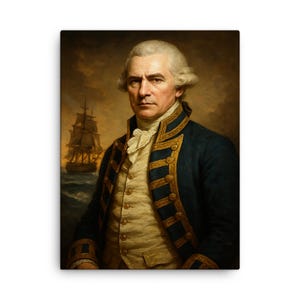 Impression sur toile George Vancouver – art mural portrait d'explorateur historique, décoration d'intérieur nautique, cadeau maritime unique