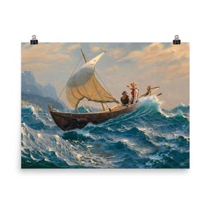 Johan Christian Dahl Fjord Poster Druck - Atemberaubende nordische Landschaft, Wandkunst, perfekte Dekoration oder Geschenkidee
