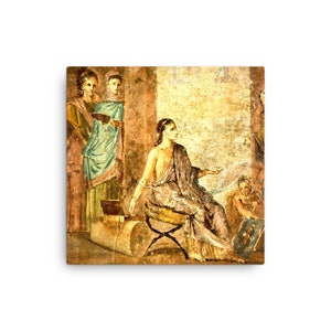Pompeii Fresco Canvas Print: Ancient Roman Female Painter Wall Art
