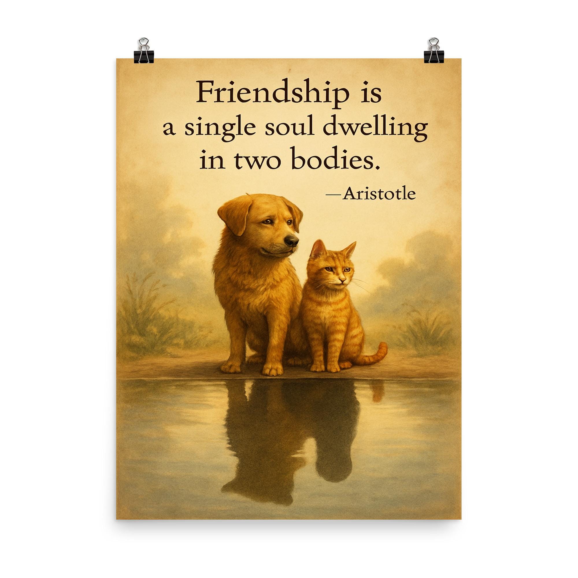 Aristotle Friendship Quote Poster: Single Soul, Two Bodies - Meaningful Wall Art