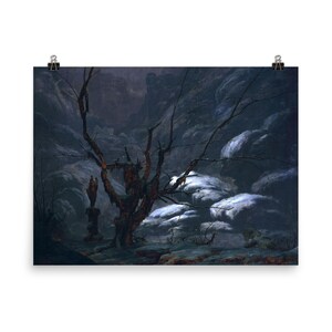 Bergschlucht Winter Poster Druck - Carl Eduard Blechen 1825 Wandkunst - Historische Landschaftsdekoration für Zuhause