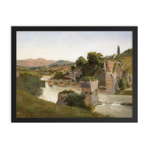 Stampa incorniciata di paesaggio italiano: Ponte romano a Narni di Gustaf Wilhelm Palm