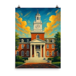 Johns Hopkins University Poster: Elegant Campus Wall Art, Alumni Gift