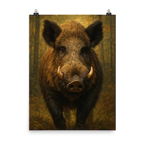 Wild Boar Art Print: Rustic Wildlife Home Decor