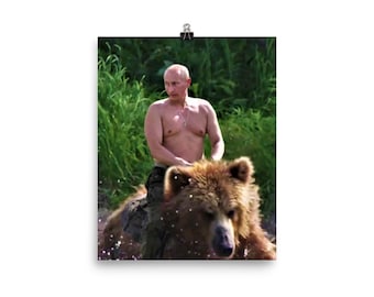 Vladimir Putin Riding a Bear Poster