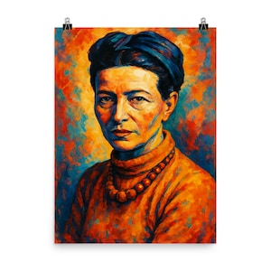 Simone de Beauvoir Print: Vintage-Inspired Feminist Icon Wall Art