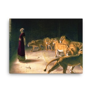 Impresión en lienzo de Daniel en el foso de los leones - Arte bíblico Briton Riviere