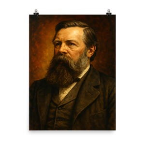 Friedrich Engels Vintage Poster Druck - Historische Philosophie Wand Kunst Dekor | Einzigartige intellektuelle Geschenkidee | Arbeitszimmer