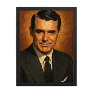 Cary Grant Framed Wall Art Print – Classic Hollywood Icon Decor, Elegant Vintage Movie Star Portrait, Unique Gift for Film Lovers