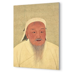 Genghis Khan Metal Print: Mongol Empire Conqueror Historical Portrait Wall Art