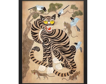 韓国の民芸絵画 虎とカササギ 1980 韓国の民芸絵画 虎とカササギ 1980