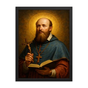 Framed Saint Francis de Sales Print: Catholic Home Blessing, Handmade