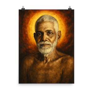 Epic Ramana Maharshi Portrait Art Print - Unique Spiritual Poster, Meditative Wall Décor, Sacred Home Office Zen Style