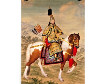 The Qianlong Emperor in Ceremonial Armour on Horseback by Giuseppe Castiglione Poster Print