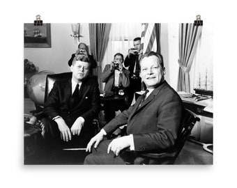 John F. Kennedy meeting with Willy Brandt Poster Print