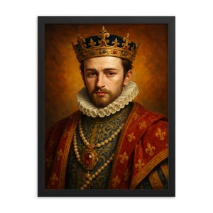 Stampa incorniciata di Carlo IX: ritratto della famiglia reale francese del Rinascimento