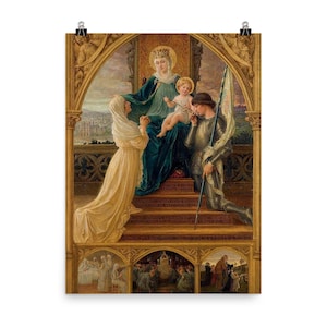 Élisabeth Sonrel 1916 Jungfrau & Kind Poster Print - Saint Geneviève, Jeanne d'Arc Wandkunst - Vintage Jugendstil Dekor