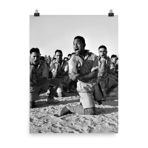 Maori Battalion performing a Haka in North Africa Poster Print