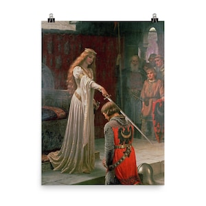 Edmund Leighton&#39;s The Accolade Poster Print Wall Art - Elegant Medieval Knight Decor for Home or Office