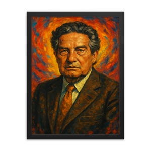 Octavio Paz wydruk w ramie – literacka sztuka ścienna, nowoczesny wystrój meksykańskiego poety, wyjątkowy prezent dla miłośników książek, inspirująca sztuka do domowego biura