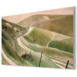 Eric Ravilious &quot;Chalk Paths&quot; Metal Print: Vintage British Landscape Wall Art