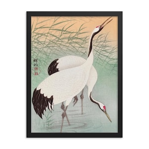 Ohara Koson Two Cranes Framed Art Print: Japanese Bird Wall Decor