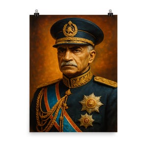 Pôster vintage de Reza Shah Pahlavi, arte de parede com história persa, decoração de presente exclusiva para casa ou escritório