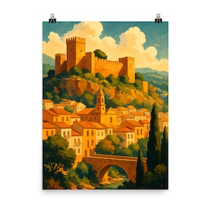 Bunol Spanien Lebhafter Poster-Druck - Einzigartige, von Reisen inspirierte Wandkunst für Wohnkultur - Helle und mutige spanische Landschaft