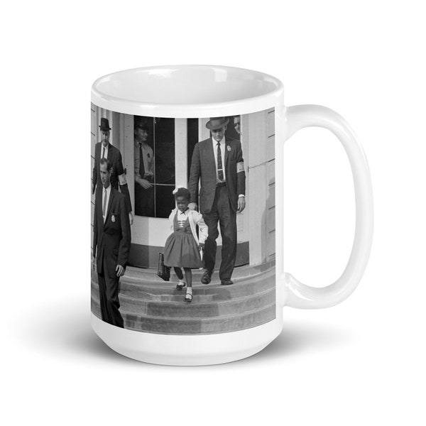 US Marshals with Young Ruby Bridges on School Steps Mug