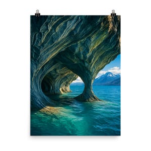 Marble Caves Chile Poster Print | Stunning Cuevas de Mármol Wall Art | Unique Nature Decor for Home or Office