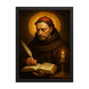 Saint Bonaventure Framed Print – Catholic Wall Art, Renaiance Saint Portrait, Religious Home Decor, Spiritual Catholic Gift, Ready to Hang