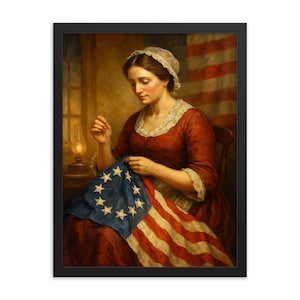 Betsy Ross Framed Wall Art Print – Historic Patriotic Home Decor, American Revolution Portrait, Unique Gift, Ready to Hang USA Artwork