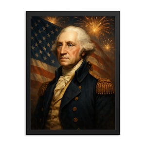 George Washington Framed Print – Historic Wall Art Decor, Patriotic Americana Portrait, Unique Gift for History Lovers, Ready to Hang