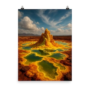 Dallol Volcano Ethiopia Poster Print - Stunning Acidic Landscape Wall Art - Vibrant Geothermal Colors Décor