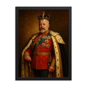 King Edward VII Framed Print – Vintage Royal Portrait Wall Art, British Monarchy Decor, Historic Victorian Era Gift, Elegant Home Accent