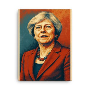 Theresa May Canvas Print – UK Prime Minister Portrait Wall Art, Political Decor, Unique British History Gift