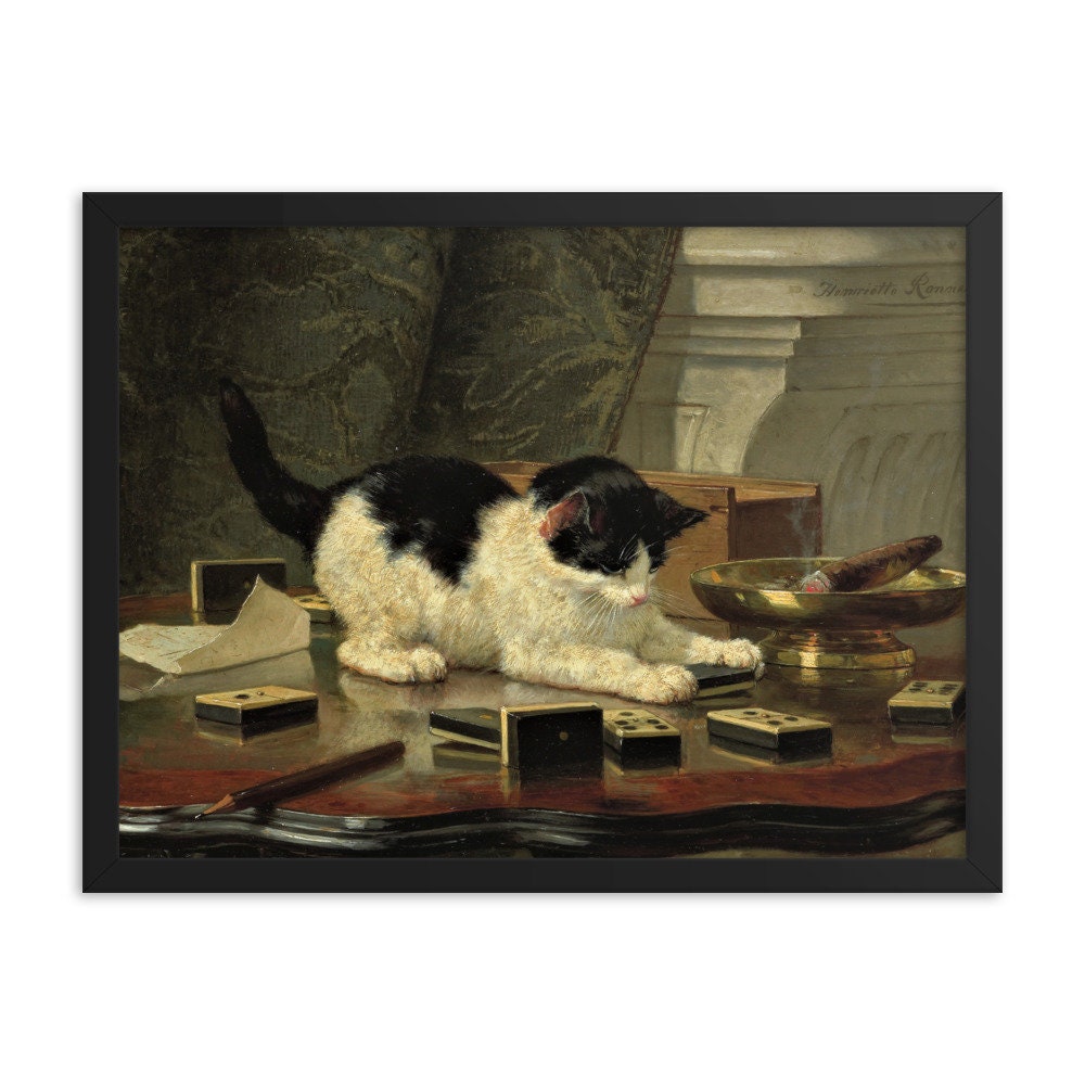 The Cat at Play by Henriette Ronner-Knip Framed Print