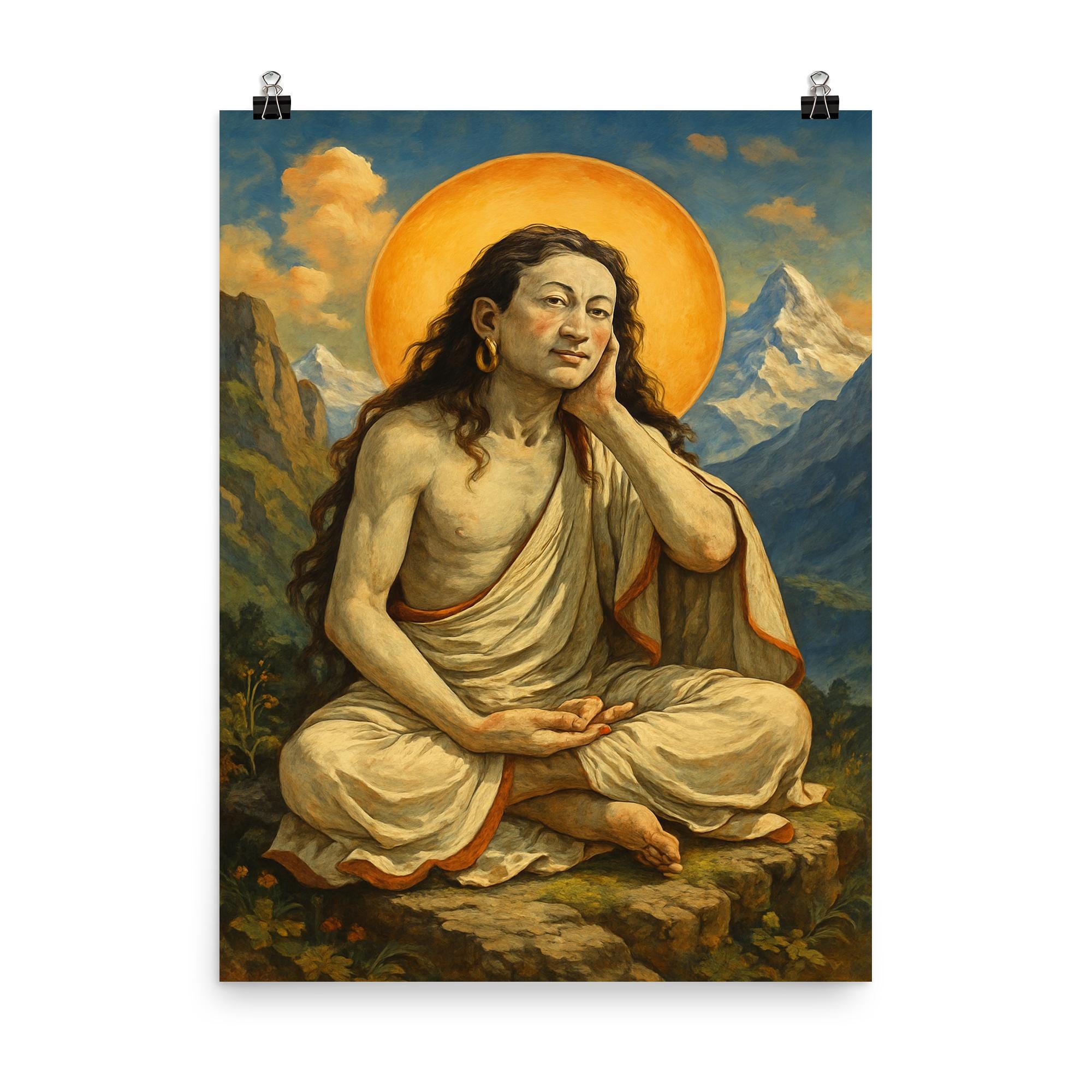 Milarepa Wall Art Poster Print - Inspirational Tibetan Yoga Decor for Meditation Enthusiasts and Zen Spaces