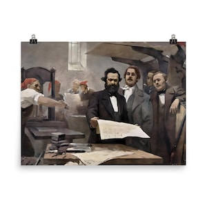 Marx and Engels at the Rheinische Zeitung  by E Capiro Poster Print