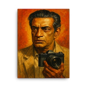 Handmade Satyajit Ray Canvas Print: Bengali Filmmaker Portrait