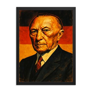 Konrad Adenauer Framed Print – Vintage German Chancellor Portrait Wall Art, Historical Leader Decor, Unique Gift for History Lovers