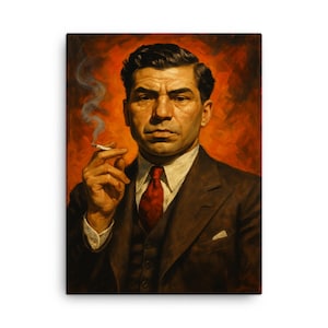 Lucky Luciano Canvas Print: Vintage Mafia Mobster Portrait