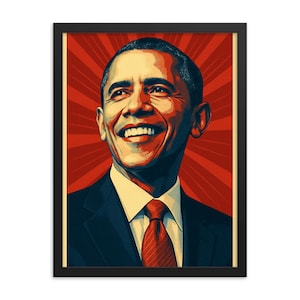 Barack Obama Framed Portrait Print – Inspirational Presidential Wall Art, Modern Decor, Unique Gift for History Buffs, Ready to Hang