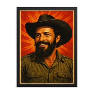 Camilo Cienfuegos Framed Print Cuban Revolution Wall Art – Iconic Portrait, Vintage Decor, Ready to Hang Gift for History Lovers