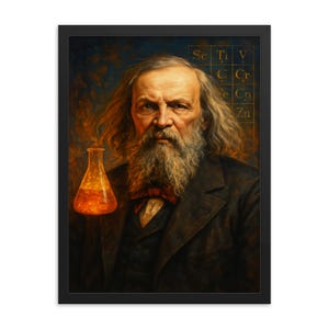 Retrato enmarcado de Dmitri Mendeleev: Arte mural sobre química para amantes de la ciencia