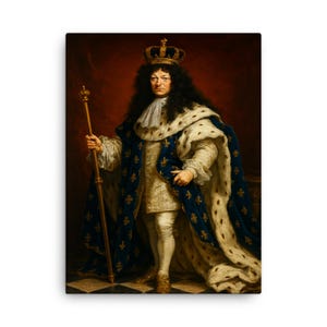 Louis XIV Canvas Wall Art – Baroque Royal Portrait Print, French Monarch Decor, Historical Fine Art Canvas, Elegant Home Accent