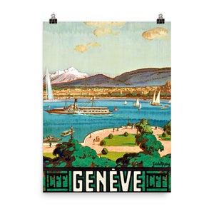 Geneva Switzerland Vintage Travel Poster Print