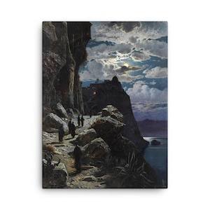 Hermann Corrodi Monks Journey Canvas Print: Athos Monastery Wall Art