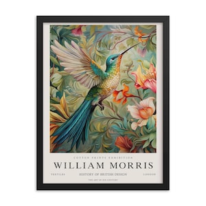 Hummingbird by William Morris Framed Print – Vintage Botanical Wall Art, Arts and Crafts Home Decor, Unique Gift, Ready to Hang