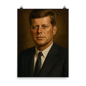 JFK Portrait Poster Print | Iconic John F. Kennedy Wall Art | Vintage Presidential Decor for Office or Home